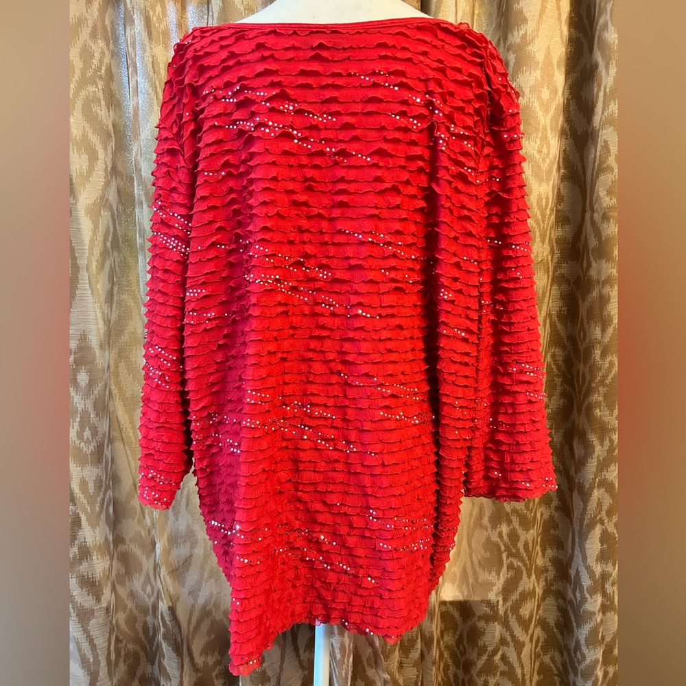 Red Ruffled Dressy Top - Picture 4 of 6